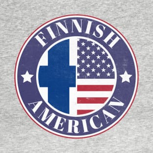 Proud Finnish-American Badge - Finland Flag T-Shirt